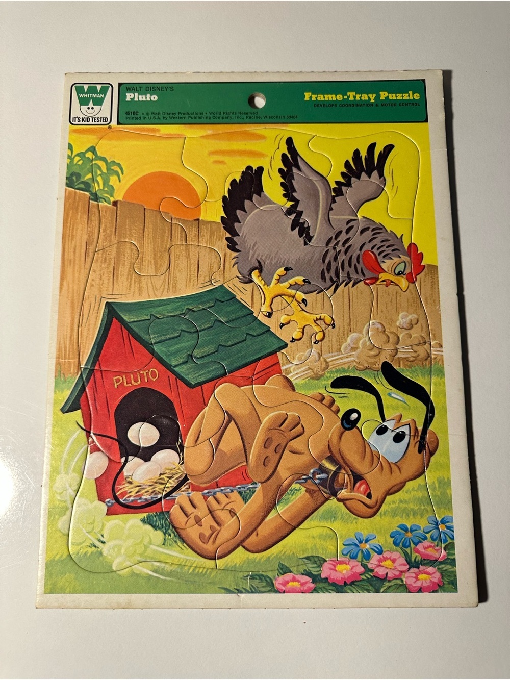 Whitman Walt Disney’s Pluto Frame-Tray Puzzle Classic Vintage 1970s Chicken Eggs